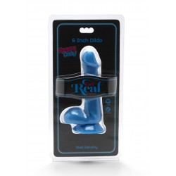 Dildo REAL Happy dick with balls 6" blue