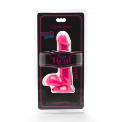 Dildo REAL Happy dick with balls 6" pink
