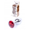 Plug analny Boss Series Silver steel - red diamond