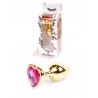 Plug analny Boss Series Gold steel - pink diamond HEART