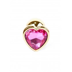 Plug analny Boss Series Gold steel - pink diamond HEART