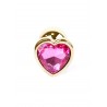 Plug analny Boss Series Gold steel - pink diamond HEART