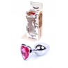 Plug analny Boss Series Silver steel - pink diamond HEART