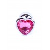 Plug analny Boss Series Silver steel - pink diamond HEART