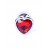 Plug analny Boss Series Silver steel - red diamond HEART