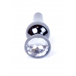 Plug analny Boss Series Dark steel - clear diamond LONG