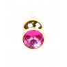 Plug analny Boss Series Gold steel - pink diamond LONG