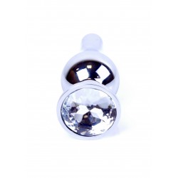 Plug analny Boss Series Silver steel - clear diamond LONG