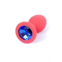 Plug analny Boss Series Red silicone - dark blue diamond SMALL