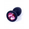 Plug analny Boss Series Black silicone - pink diamond SMALL