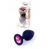 Plug analny Boss Series Black silicone - pink diamond MEDIUM
