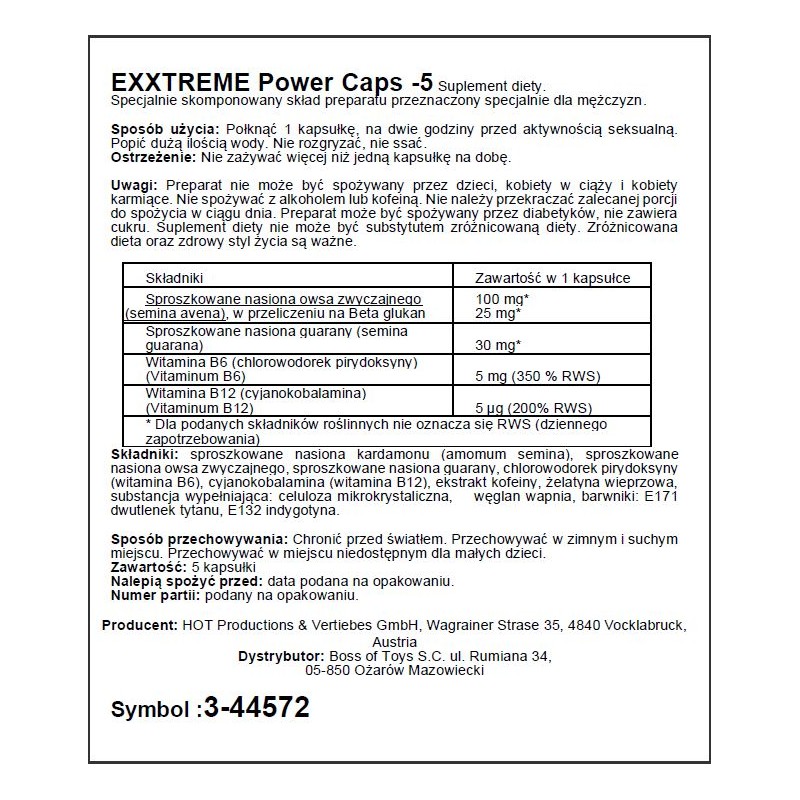Kapsułki HOT Exxtreme Power 5 szt.
