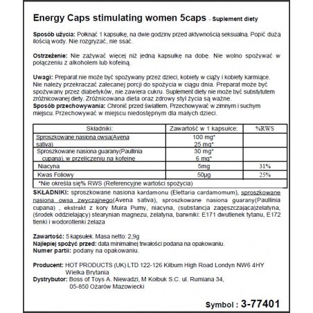 Tabletki HOT Energy women 5 szt.