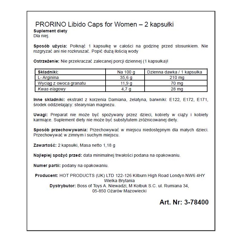 Tabletki EROFLAME Prorino Women 2 szt.
