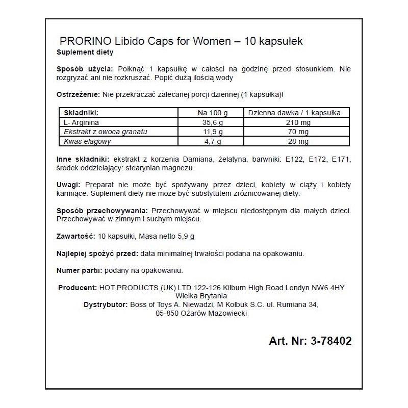 Tabletki EROFLAME Prorino Women 10 szt.